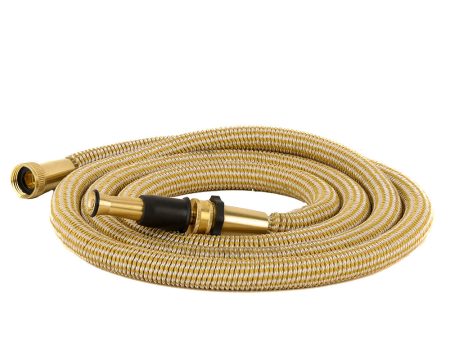 HoseCoil 25 Expandable PRO w Brass Twist Nozzle  Nylon Mesh Bag - Gold White [HEP25K] For Cheap