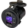 Sea-Dog Round USB  USB-C Power Socket w Hidden Voltmeter [426518-1] For Discount