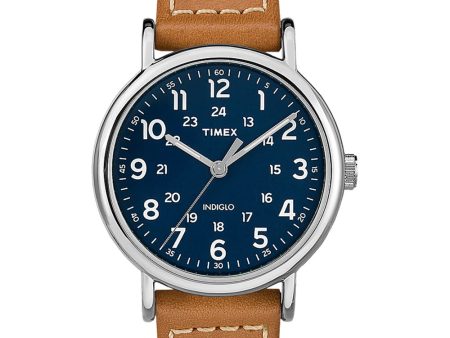 Timex Weekender 40mm Mens Watch - Tan Leather Strap w Blue Dial [TW2R425009J] Online