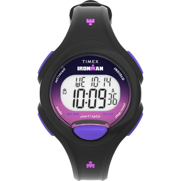 Timex Ironman Womens Essentials 30 - Black Case - Purple Button [TW5M55200] Sale