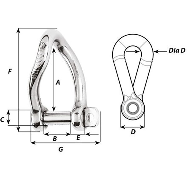 Wichard Self-Locking Twisted Shackle - 10mm Diameter - 13 32  [01225] Online Hot Sale