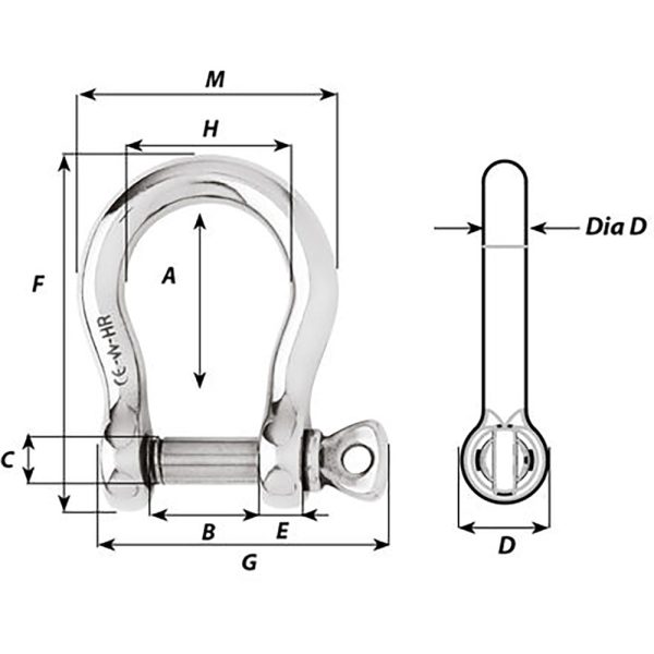 Wichard HR Bow Shackle - 10mm Pin Diameter [11245] Online Hot Sale