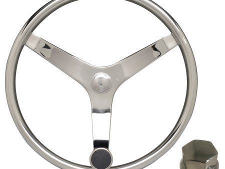 Uflex - V46 - 13.5  Stainless Steel Steering Wheel w Speed Knob  Chrome Nut [V46 KIT] Hot on Sale