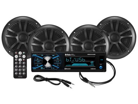 Boss Audio MCBK634B.64 Kit w MR634UAB, 4 MR6B Speakers,  MRANT10 Antenna [MCBK634B.64] Online Sale