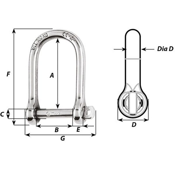 Wichard Self-Locking Large Opening Shackle - 10mm Diameter - 13 32  [01265] Online Hot Sale