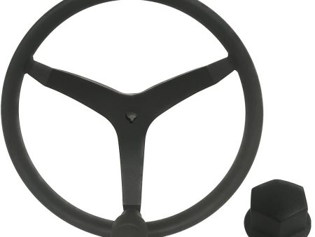 Uflex - V46 - 13.5  Stainless Steel Steering Wheel w Speed Knob  Chrome Nut - Black [V46B KIT] Cheap