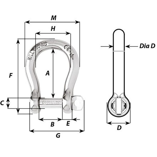 Wichard Not Self-Locking Bow Shackle - 16mm Diameter - 5 8  [01247] Online Sale