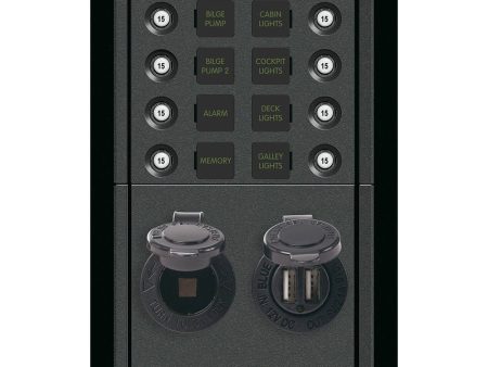 Blue Sea 1498 - 360 Panel - 8 Position 12V Panel w Dual USB  12V Socket [1498] For Cheap