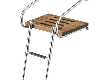 Whitecap Teak Swim Platform w 2-Step Telescoping Ladder f Boats w Inboard Outboard Motors [68904] For Sale