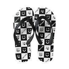 (Black and White,41-42) Love and Peace Series Men s Flip Flops Supply